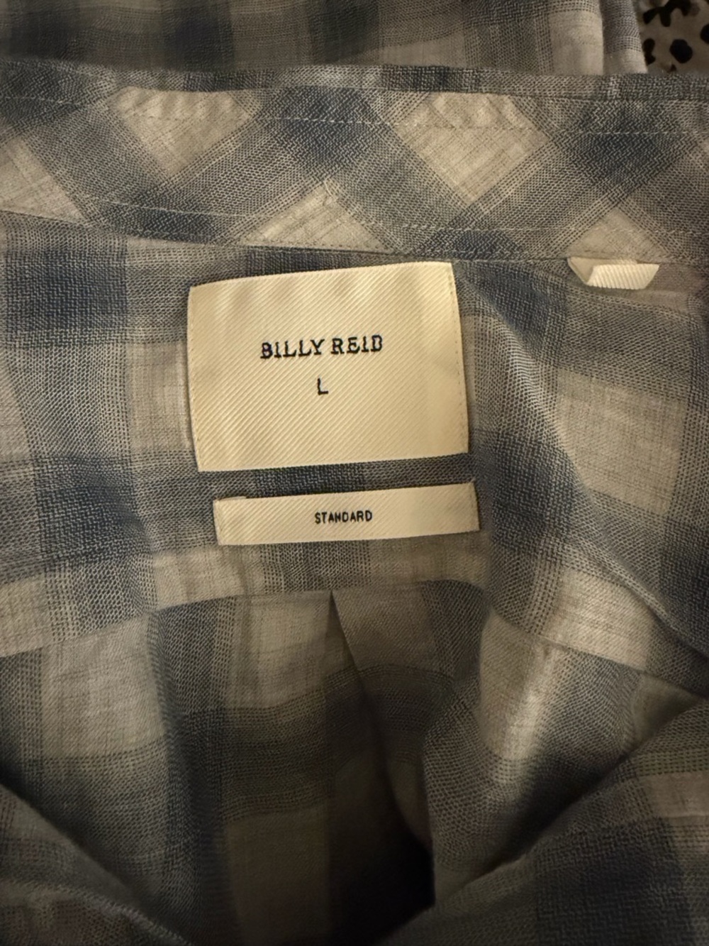 Billy Reid Casual Blue Plaid Button-Up Shirt size large cotton collared - Picture 4 of 9